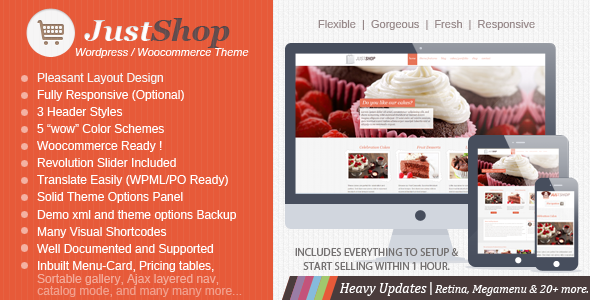 Justshop Cake Bakery Restaurant WordPress Theme v5.0